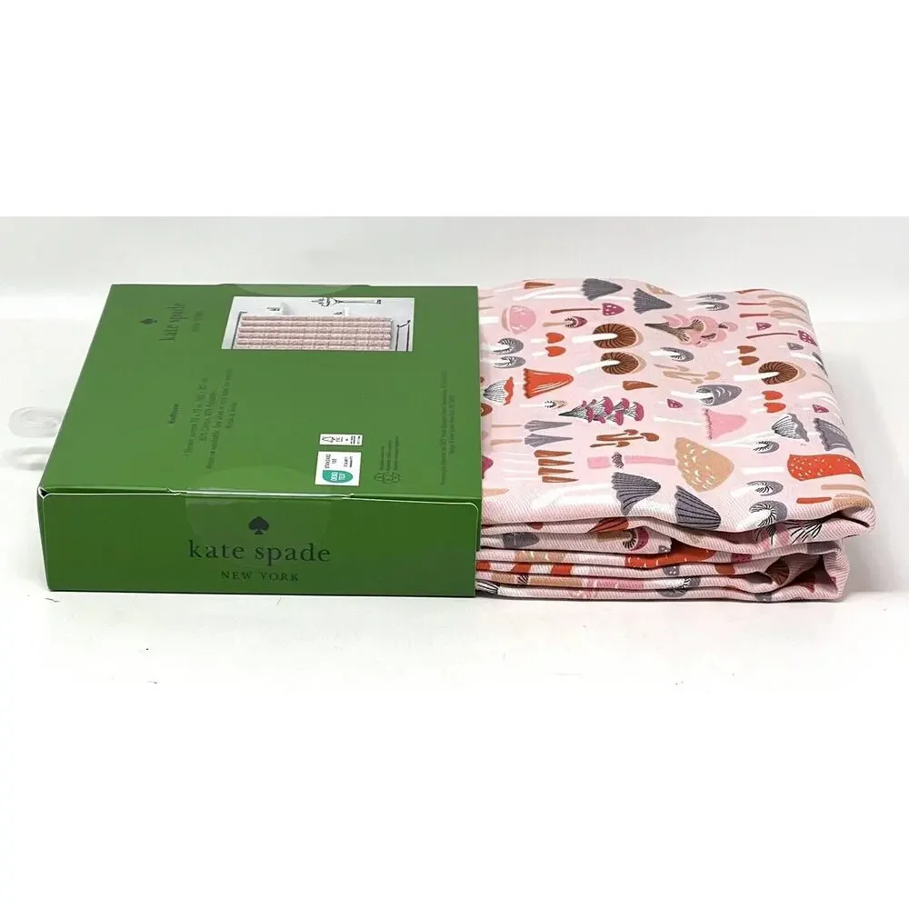 KATE SPADE New York MUSHROOM Fabric SHOWER CURTAIN 72” x 72” Pink Multicolor